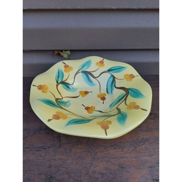 Hand-Painted Ceramic Fluted Bowl With Acorn Design By Gail Pittman - Picture 2 of 4